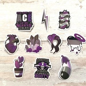 Asexual Ace Pride Stickers Waterproof 10pc Bundle Set LGBTQ+ Flag Stickers Lot